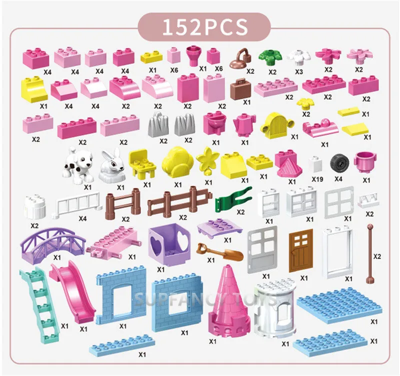 Розовый Замок принцессы городской дом Фэнтезийный сад вилла наборы строительных