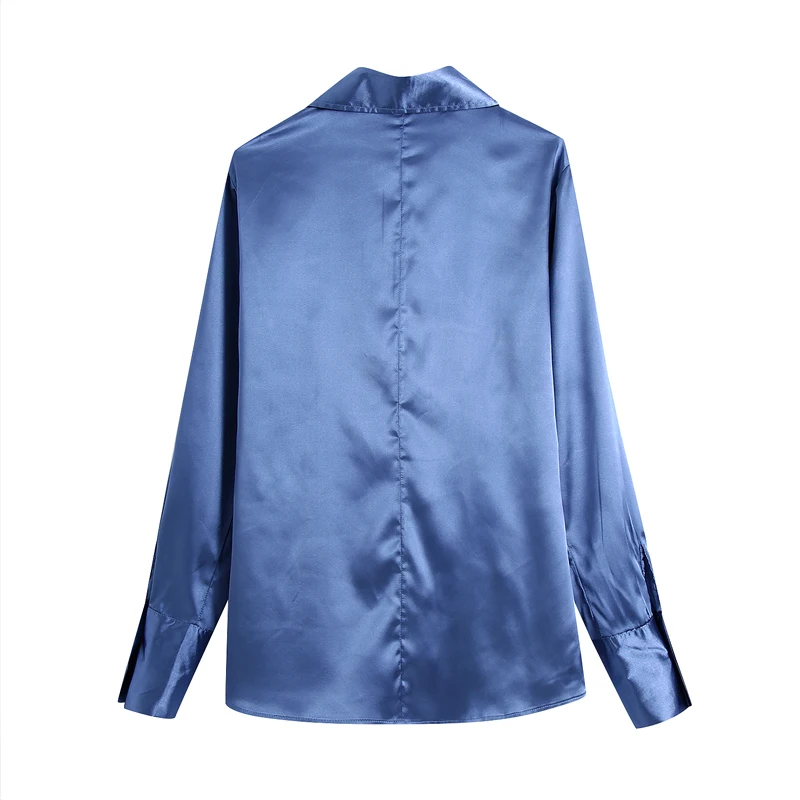 

Women Elegant Satin Shirt Blouse Turn Down Collar Long Sleeve Female Blusa Formal Office Ladies Tops Casual Fall New YNZZU 1T094