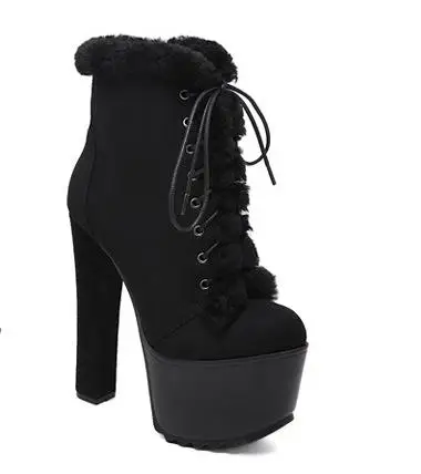 Модные женские ботильоны на шнуровке в стиле панк обувь очень высоком каблуке 16