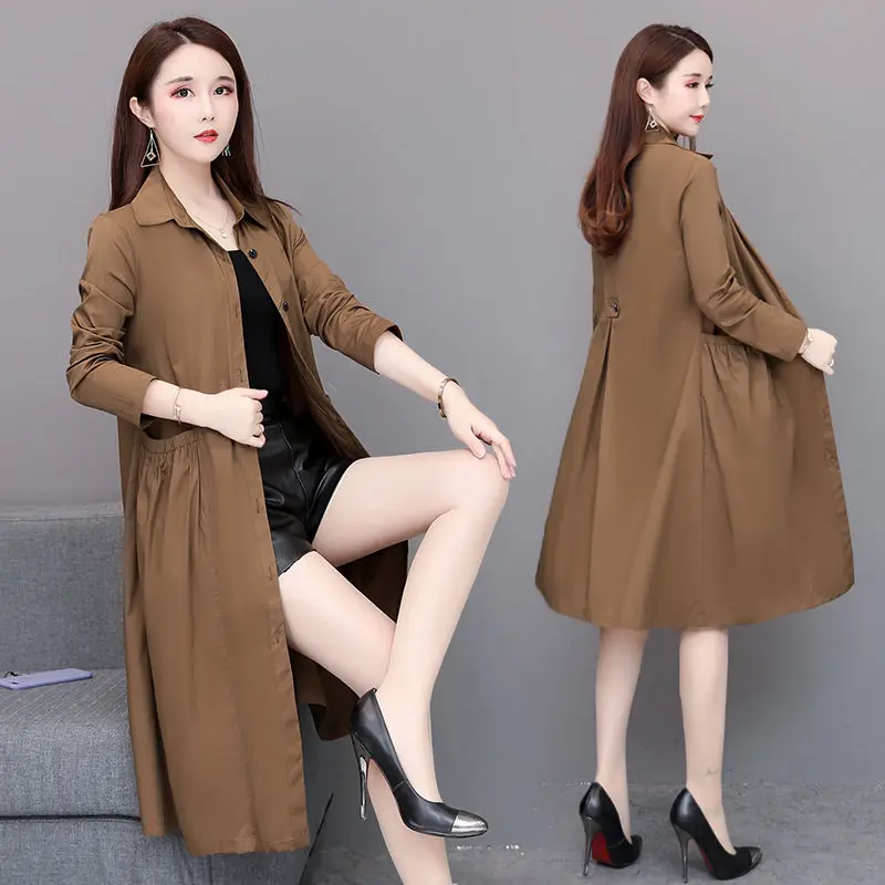 

Casual All-match Slim Slim Coat Plaid Windbreaker 2021 Spring and Autumn New Korean Version of Pure Color Women's Loose