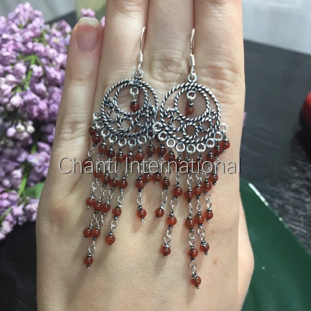 Chanti International красные сердолические бисерные серьги 3 1/8 дюйма|Серьги-подвески| |