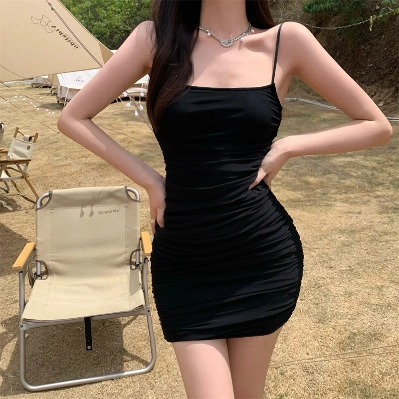 Экономичное Сетчатое сексуальное платье топ на бретельках летнее черное