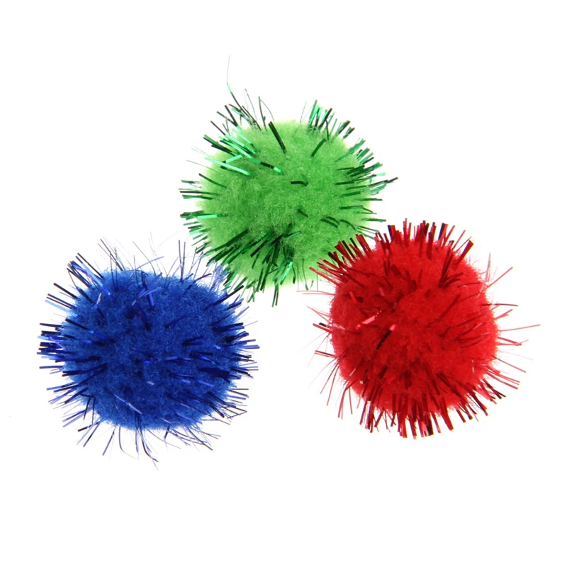 100 PCS Colorful Mini Sparky Glitter Tinsel Balls Small Pom Ball For Cat Toys | Игрушки и хобби