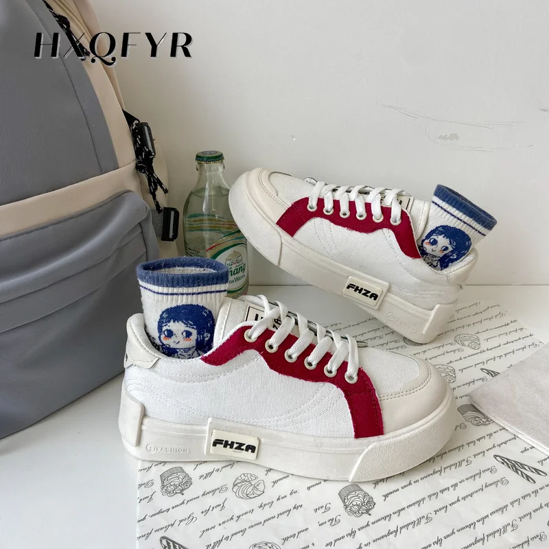 

2021 New Women Casual Canvas Sports Shoes Korea Retro Woman Dissolving Sneakers Female Ugly Cute Comfortable Thick Soled Shoes
