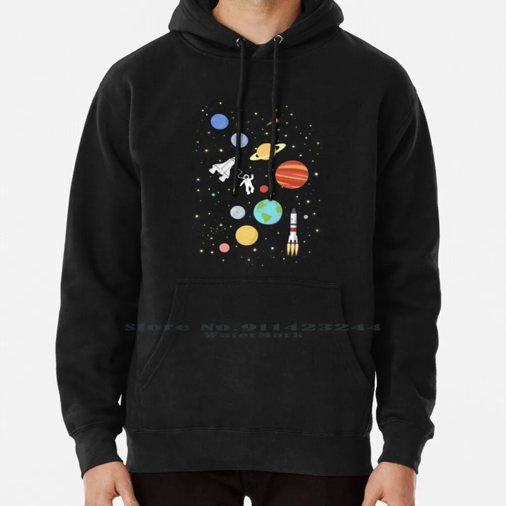 

In Space Hoodie Sweater 6xl Cotton Space Rocket Space Shuttle Astronaut Stars Earth Map World Map Dark Kids Illustration