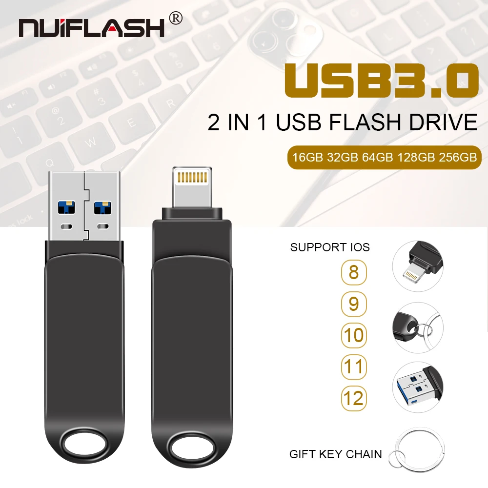 

USB флеш-накопитель 128 ГБ для iPhone X/XR/XS/ 8/7/6/iPad 64 ГБ 32 ГБ 256 Гб OTG Флешка USB 3,0 карта памяти для ios