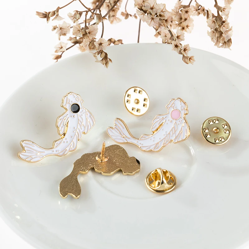 4 шт./компл. заколки Инь Ян кои Мультяшные рыбки брошь Карп значки джинсовые