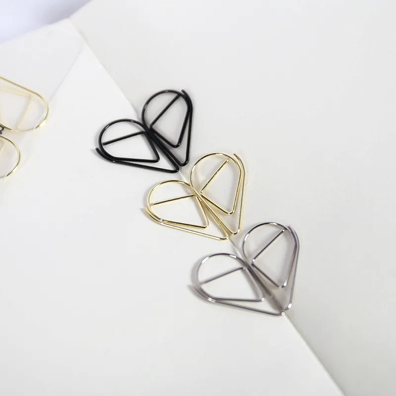 

50/20Pcs/lot Metal Material Drop Shape Paper Clips Gold Silver Funny Kawaii Bookmark Office Shool Stationery Marking Clip