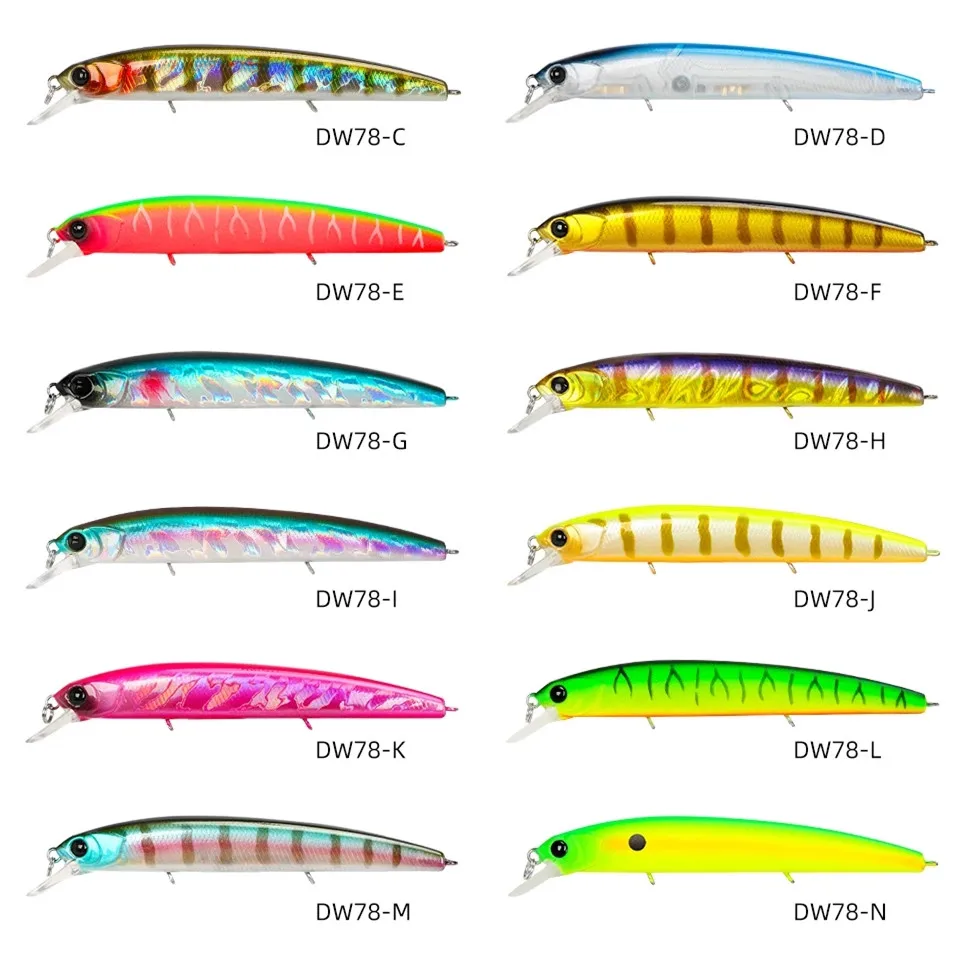 

TSURINOYA 1PC 92mm 9g Suspending Minnow Fishing Lure DW78 Long Casting Pike 3 hooks Hard Bait Crank Bait Wobbler Jerkbait