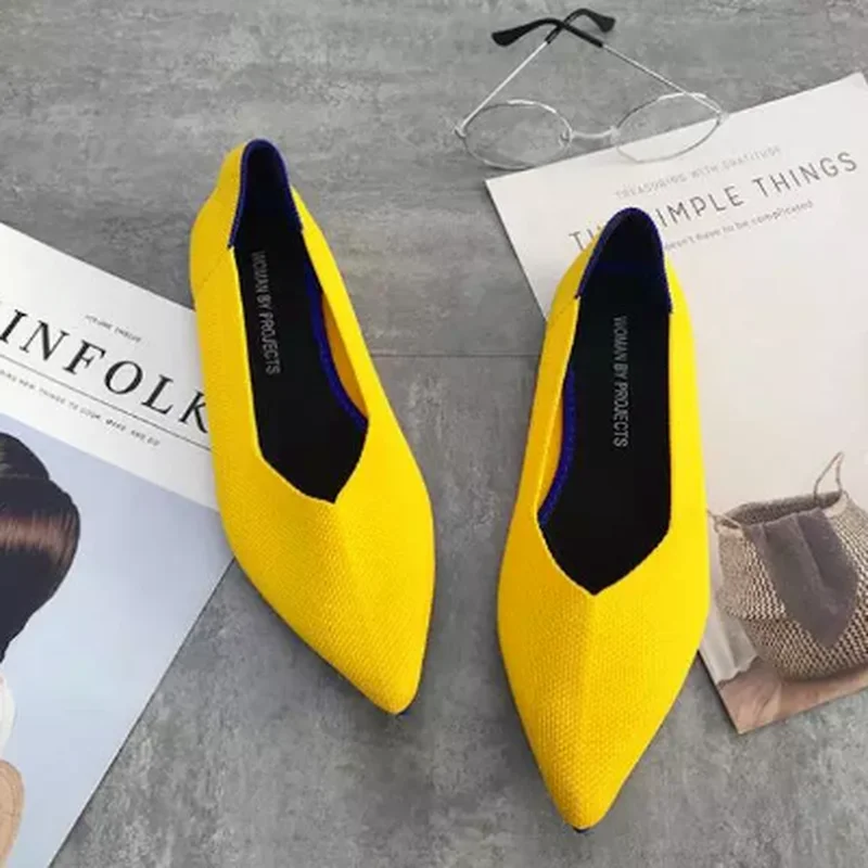 Балетки женские шерстяные с острым носком лоферы без застежки мягкая подошва