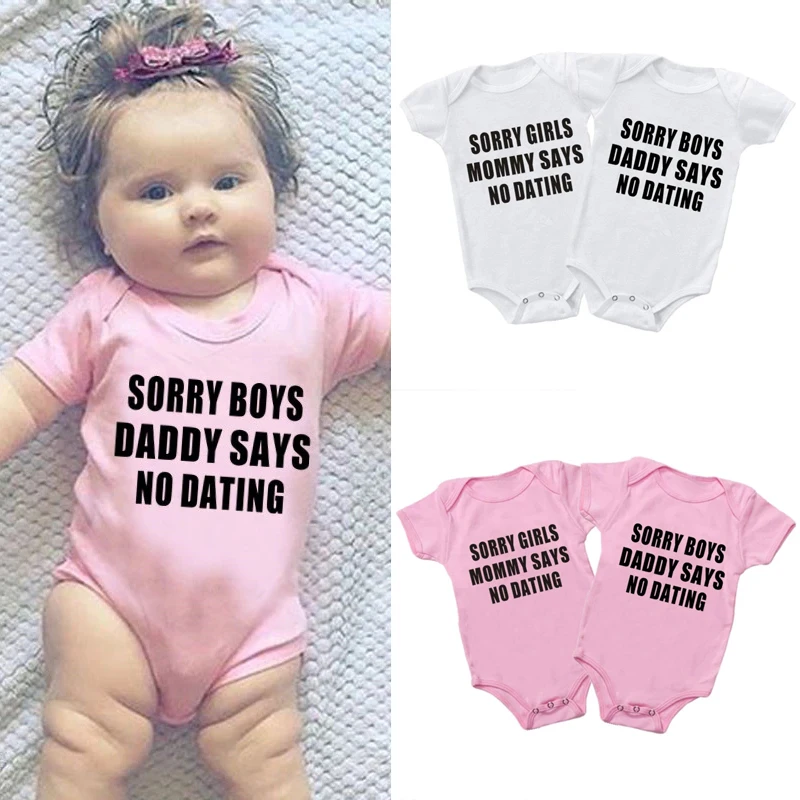 

2021 прекрасный извините мальчиков папа говорит «нет» для свиданий, для маленьких девочек, розовая одежда из хлопка для новорожденных, боди для девочек летний костюм для малышей; Ползунок комбинезон