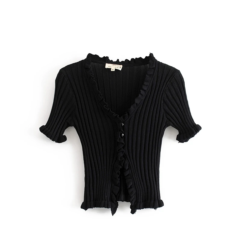 SW0420BK Chu Sau beauty Autumn Winter Sweet Chic 2 Colours Knitted Sweater Women Casual V-neck Single Breasted Good Elasticity Cardigans - Цвет: SW0420BK