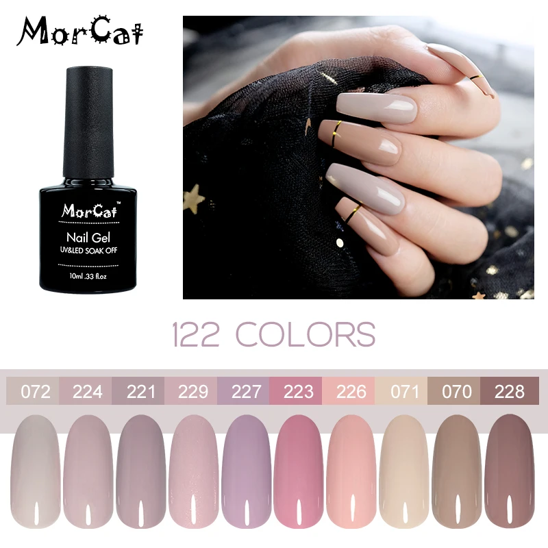 

MorCat Nail Gel Beige UV Gel Nail Polish Manicure Soak Off Nude Color Varnish UV Lacquer Vernis Semi Permanant Nail Art 10ml