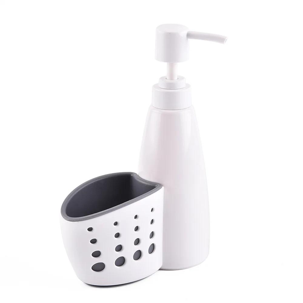 

2 In1 Soap Dispenser For Kitchen, Household Pump Plastic Liquid Soap Dispenser with Sponge Holder and Scouring Cloth Storage