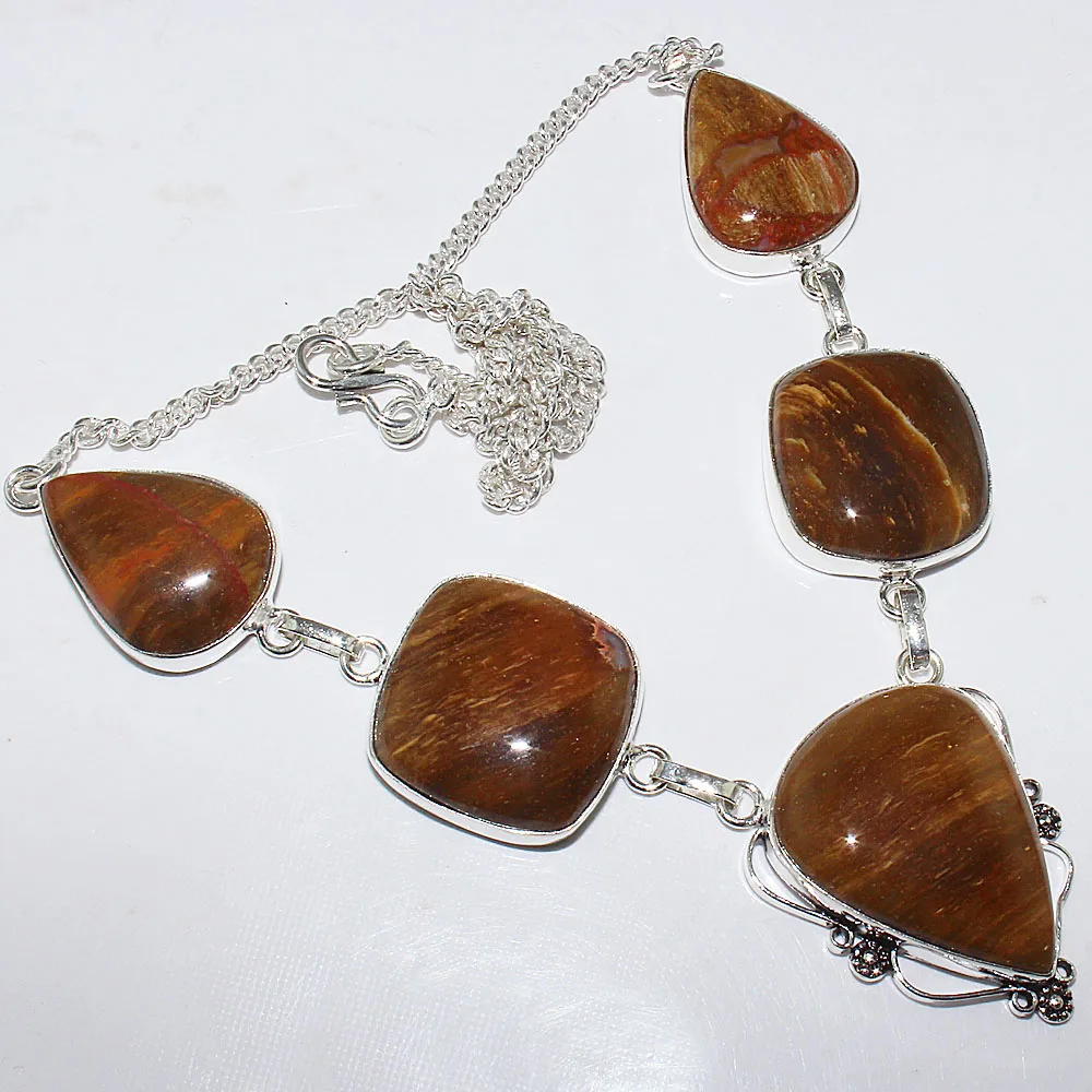 

Jaspers Necklace Silver Overlay over Copper , 50 cm, N0885