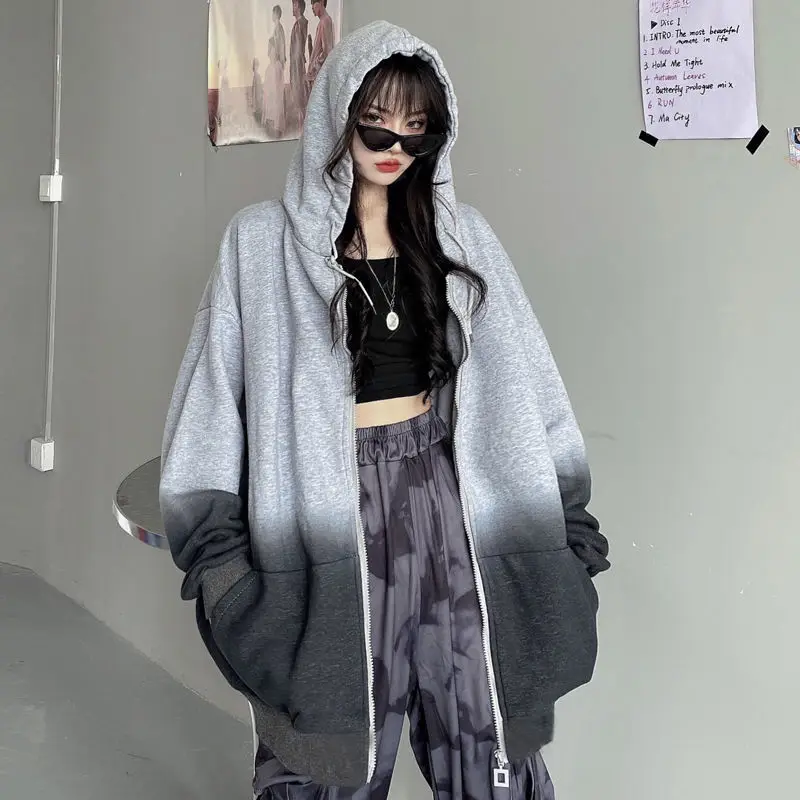

2021 Cool Tie Dye Hoodies Women Harajuku Oversize Sweatshirts Japan Kawaii Hoodie Casual Pullovers Tops Spring Gothic Hoodies
