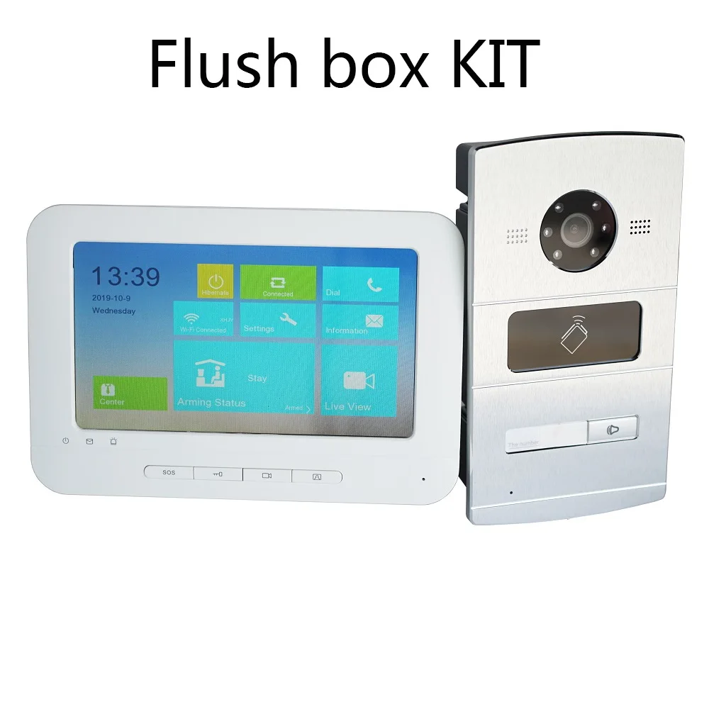 HIK IP видеосвязь комплект, многоязычный HD, RFID панель и WiFi монитор, IP дверной звонок, водонепроницаемый - Цвет: Flush box KIT