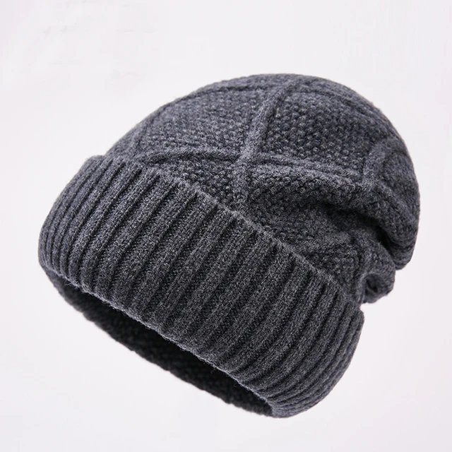 100% Australian Wool Winter Men Knit Slouchy Beanie Hat Cashmere Skullies Hats For Women Caps 2