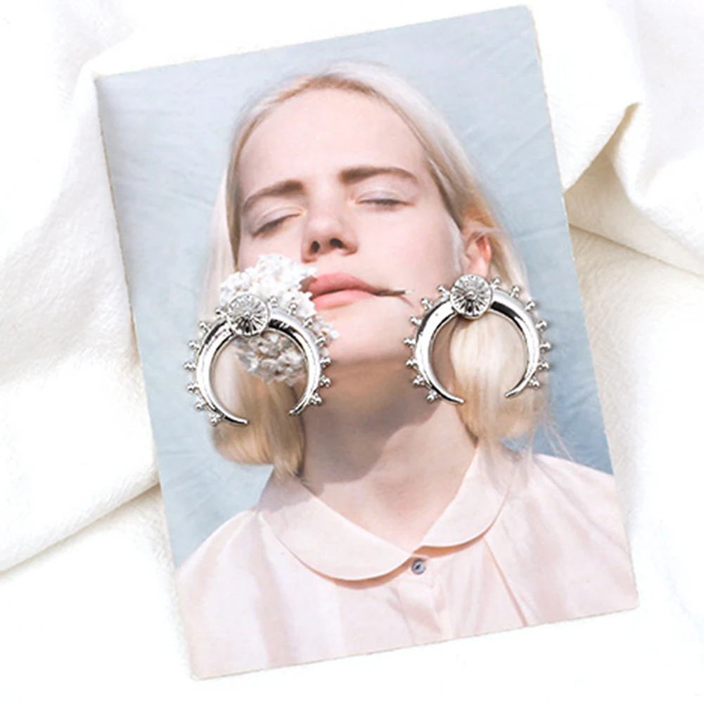 Fashion Women Crescent Moon Ear Stud Earrings Piercing Cartilage Jewelry Gift | Dangle