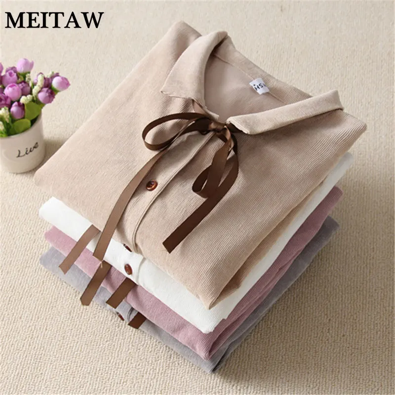 Женская Вельветовая блузка рубашка Осень-зима плиссированные Асимметричные