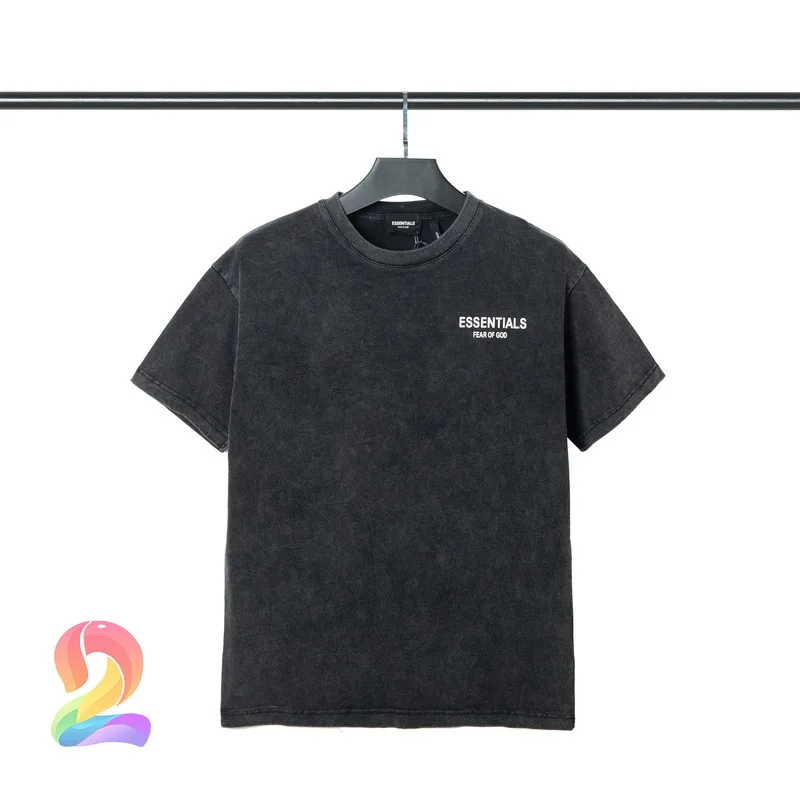

New Summer Essentials Vintage T-shirt Men Women High Quality Wash Do Old Round Tops Essentials Round Neck Fashion Casual T Shirt