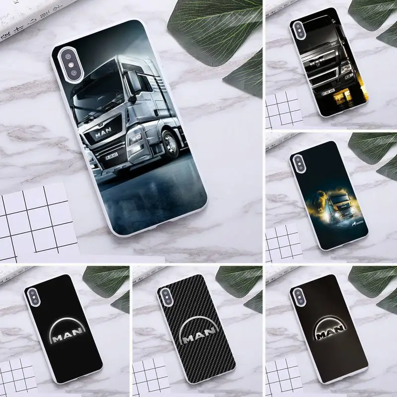 

man trucks Phone Case for iPhone 12 mini 11 Pro Max X XR XS 8 7 6s Plus Candy white Silicone Cases