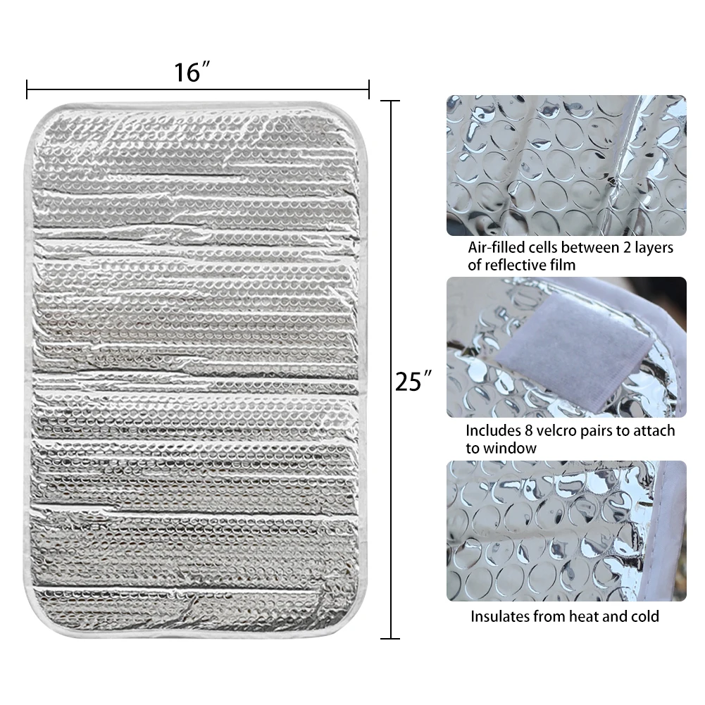 

RV Door Window Shade Privacy Window Covering Double Sided Reflective Insulation Shield UV Protection 16x25" Door Window Cover