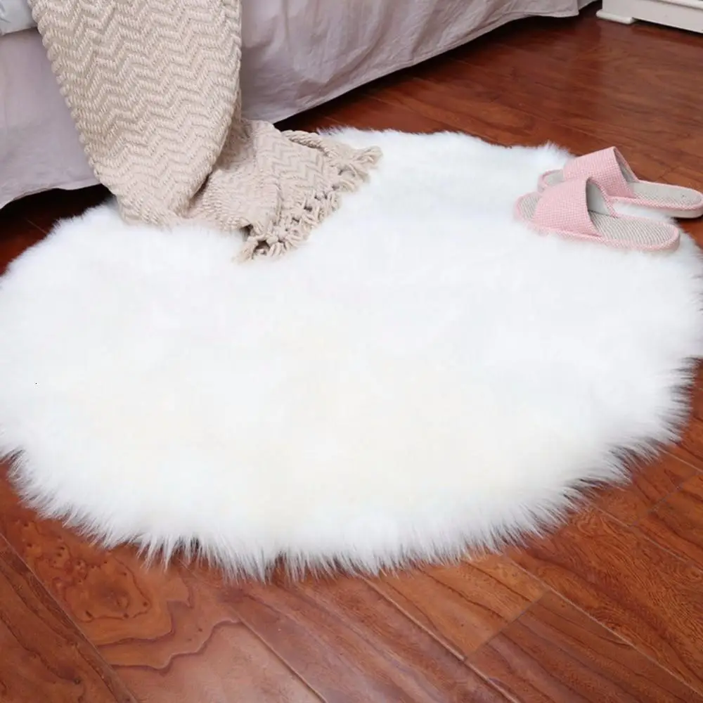 

Bedroom Mat Artificial Wool Warm Hairy Carpet Seat Wind Girl Soft Artificial Sheepskin Rug Chair Cover