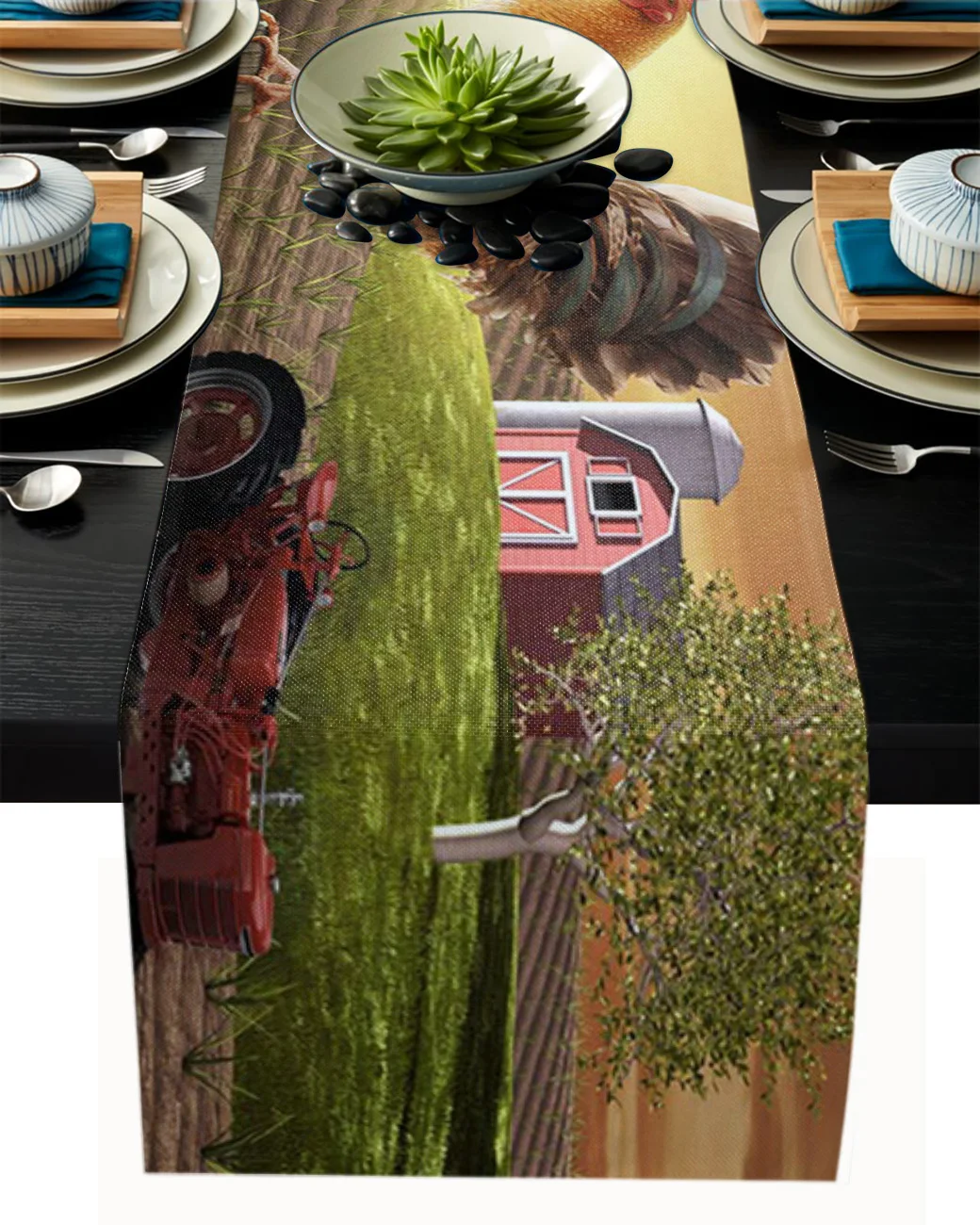 

Farm Barn Rooster Table Runner Wedding Table Decor Party Dining Table Runner Home Hotel Decoration Tablecloth Placemat