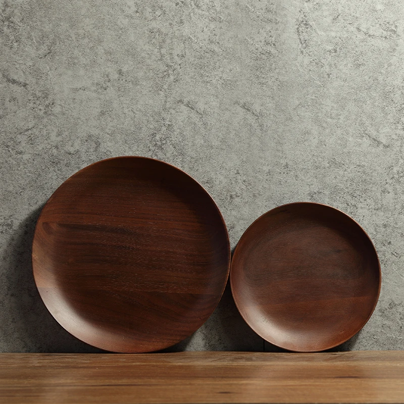 

Natural Black Walnut Solid Wood Plate round Wooden Saucer Creative Simple Snack Cake Snack Tea Cup