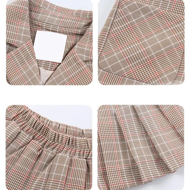 

Children JK Uniform Full Suit Kids Clothing Set Girls Long Sleeve 2pc Plaid Suit Outfits Fall Spring
