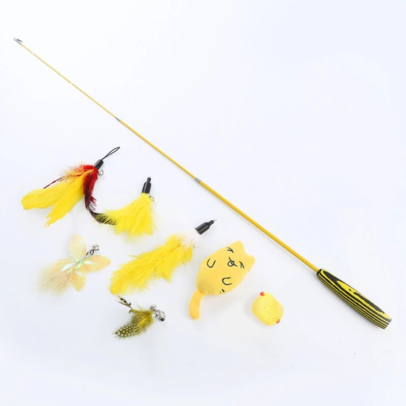 

8 Pcs/Set Replacement Heads with Telescopic Teaser Wand Rod for Kitten B2QB