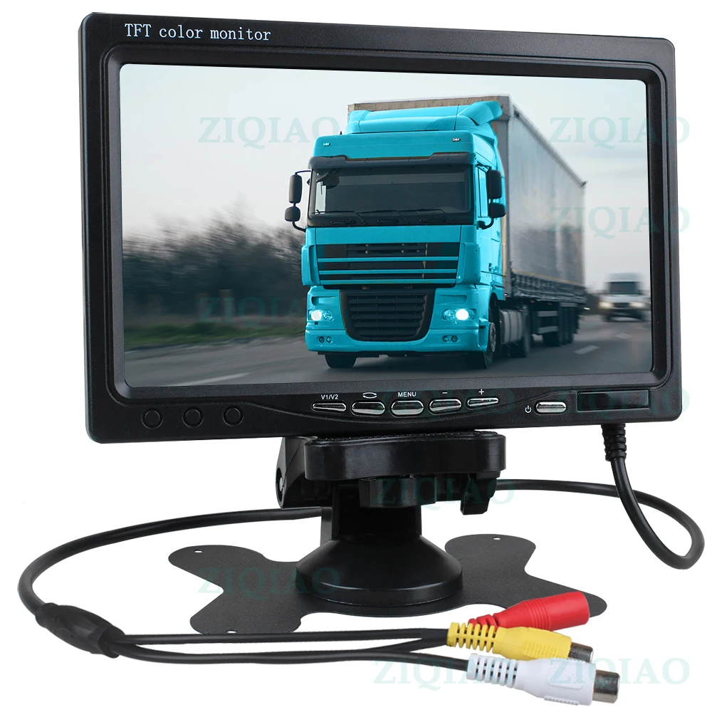 

ZIQIAO 7 Inch TFT LCD Car Monitor Infrared Reverse Rear View Camera Kit for 12 24V Bus Truck Trailer CCTV