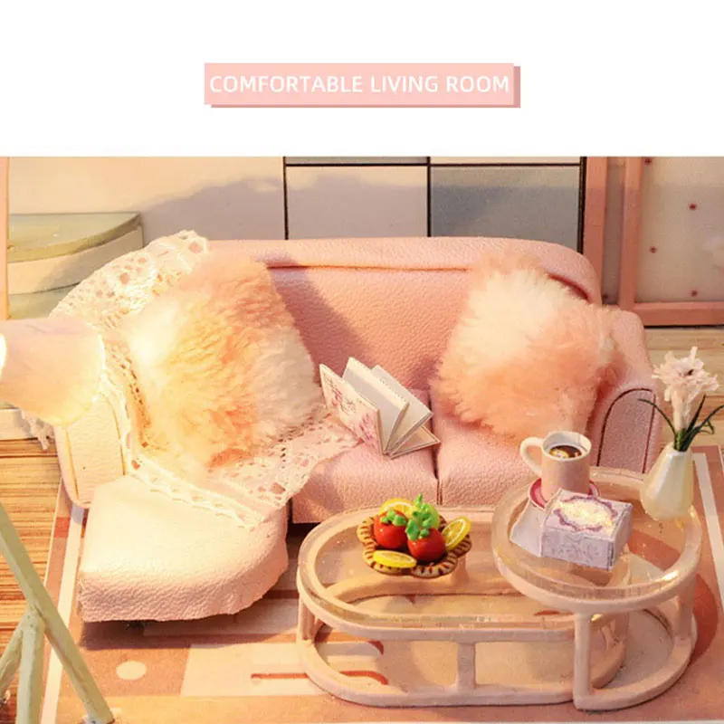 Лофт кукольный домик деревянная игрушка миниатюрный с комплектом мебели