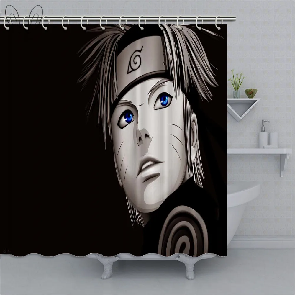 Uchiha Sasuke Naruto Shippuden Fabric Shower Curtain Waterproof Mildewproof Bathroom Shower Curtains For Decor With Sets