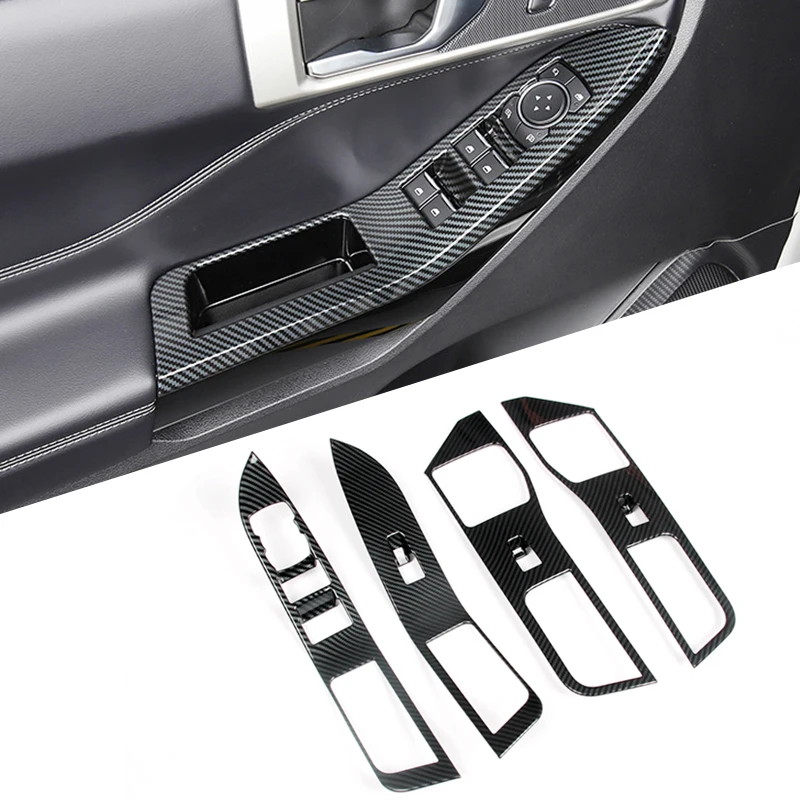 

1Set Inner Window Lift Switch Panel Cover Trim ABS Carbon Fiber Style Fit For Ford Explorer 2020 2021 Left Hand Drive