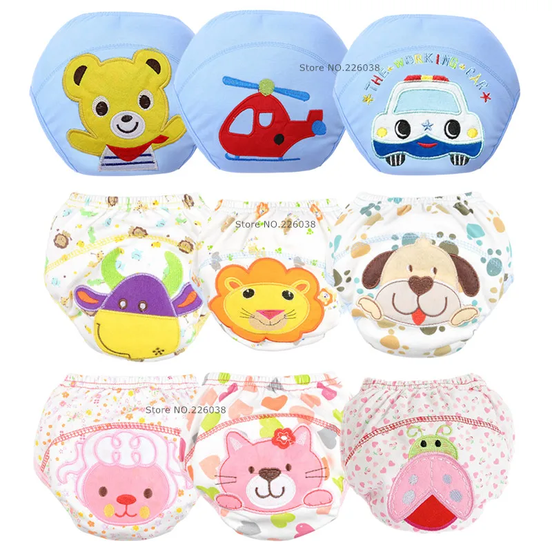 

5Pcs Lot NEW Baby Diapers Children Reusable Underwear Breathable Nappy Cover Cotton Training Pants QD05