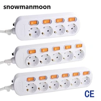 rywer electrical power strip surge protection 3456 eu outlets 16a independent control switches 1 52 5m extension cord
