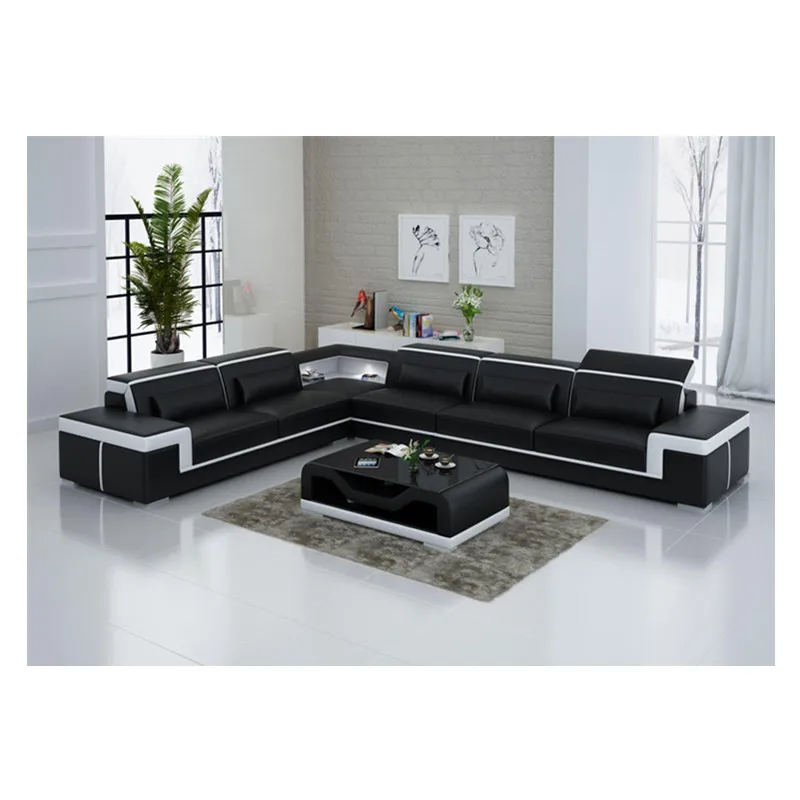Современный диван доступный кожаный секционный угловой для гостиной | Мебель