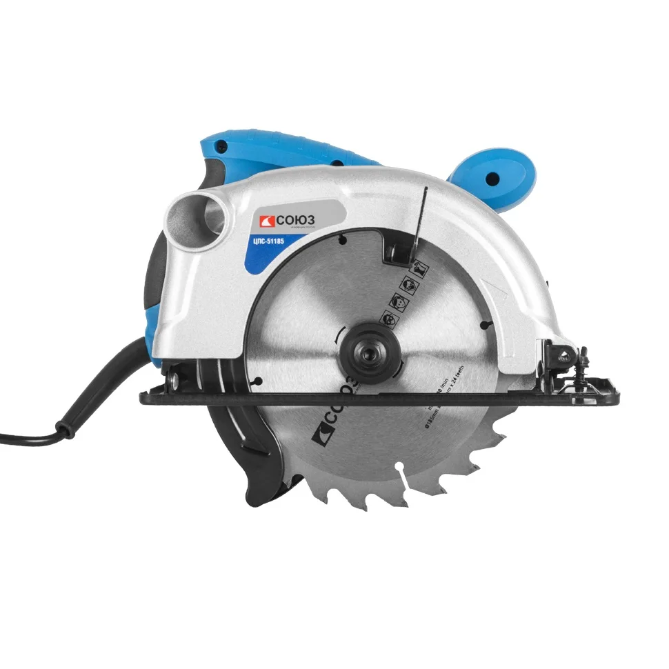 Пила циркулярная СОЮЗ ЦПС 51185 (Мощность 1500 Вт диаметр диска 185 мм скорость
