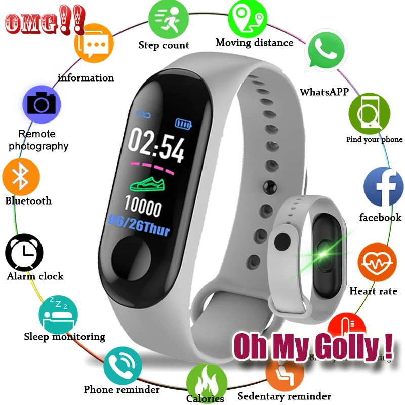Смарт браслет OhMy Golly Store спортивный с монитором кровяного давления пульсометром