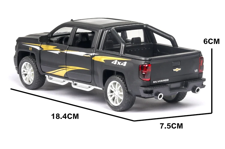 Ограниченная Chevrolet Silverado 4x4 1:32 модель автомобиля Diecasts игрушечный автомобиль звуковой светильник оттягивающий назад детские игрушки автомобиль Рождество