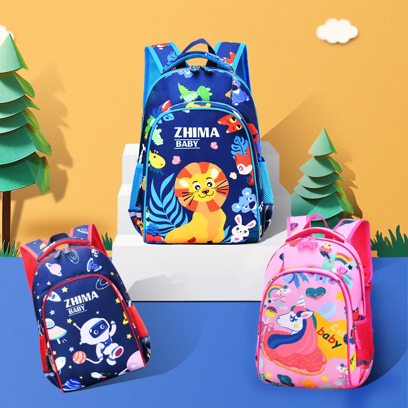 High Quality Kids School Bags Orthopedic Backpack Children Animal Zoo Printed Lighten Burden Bookbags Mochila Infantil Escolares