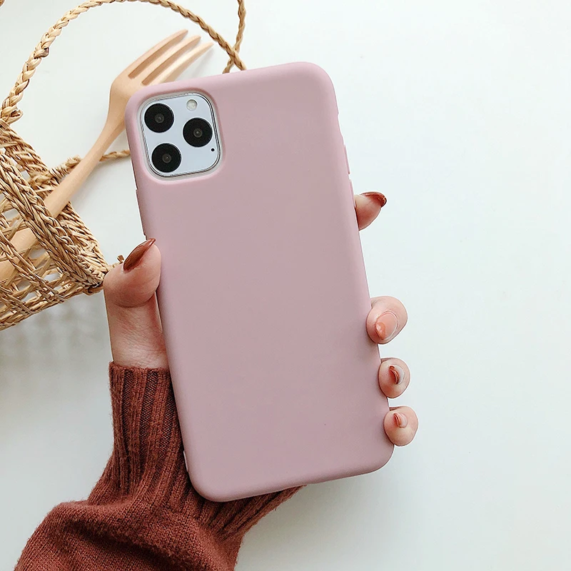 VZD простой сплошной I Love U iphone 11 Pro X 7 Чехол для iphone Xs Max Xr женский анти-осень телефон 6S Tpu мягкий чехол 8 7plus задняя крышка - Цвет: M pink