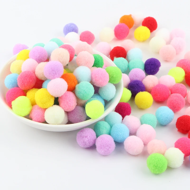 Оптовая продажа 15 мм помпон многоцветный Мягкий Пушистый Плюшевый ручной работы