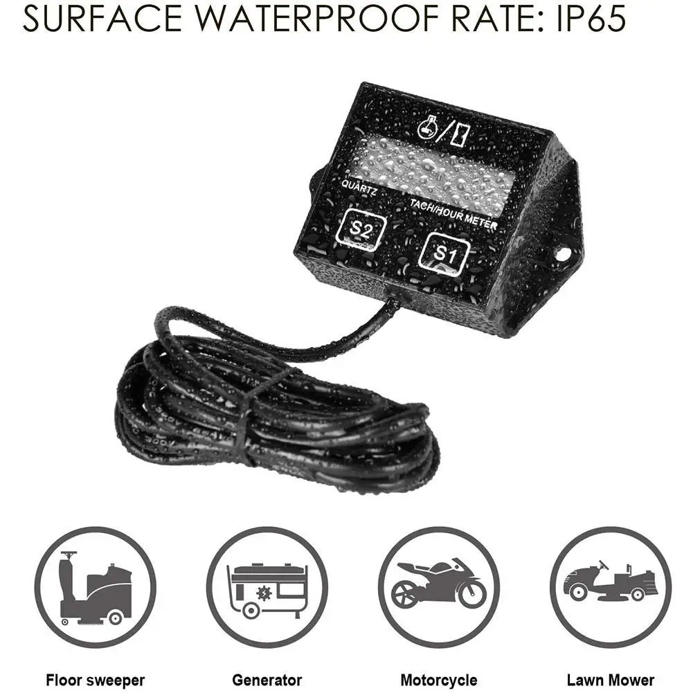 Waterproof Digital Engine Tach Timer Meter Tachometer Gauge Rpm Lcd Display for Motorcycle Motor Stroke Car Boat | Автомобили и