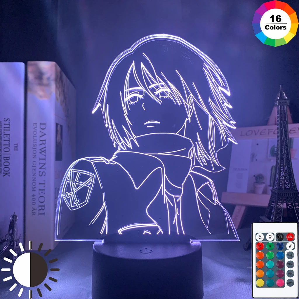 

Светодиодный ночсветильник из аниме «атака на Титанов», лампа Mikasa Ackerman для декора комнаты, крутой подарок на день рождения, прикроватная На...