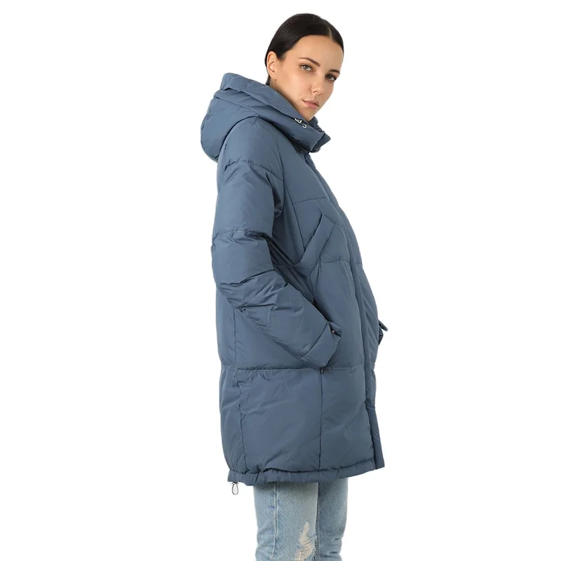 Women Down Jacket Warm Female Cotton Quilted Coat Office Outwear Windproof Hooded Canada Fluff Clothes Parka New  17-551 enlarge
