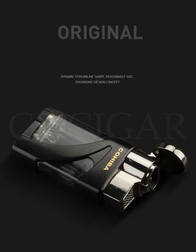 COHIBA фонарь газовая зажигалка карманная Ветрозащитная 2 струйная Зажигалка для сигар наружная металлическая газовая зажигалка многоразовые аксессуары для сигар