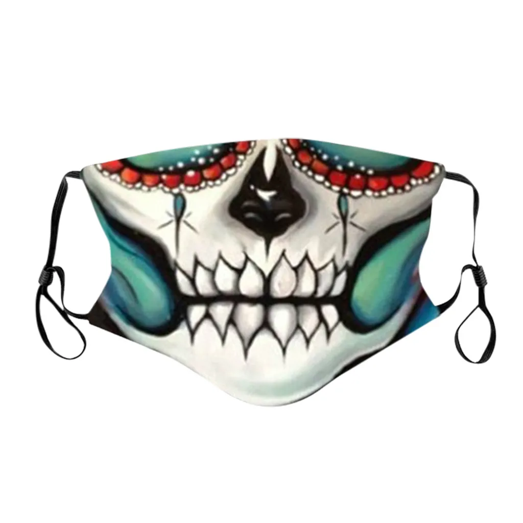 Halloween Face Mask 3D Skull Print Mascara Gripe Funny Washable Mouth Masks Casual Cotton Fabric Adult Cover Mondmasker | Дом и сад